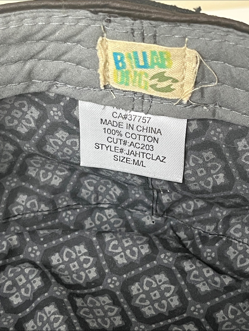 Billabong Black Y2K-era Cadet Aesthetic Cap with Gray Floral Stitching size M/L - Picture 4 of 6